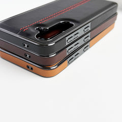 Samsung Galaxy S23 Middle Stitch PU Leather Side Chrome Case Cover