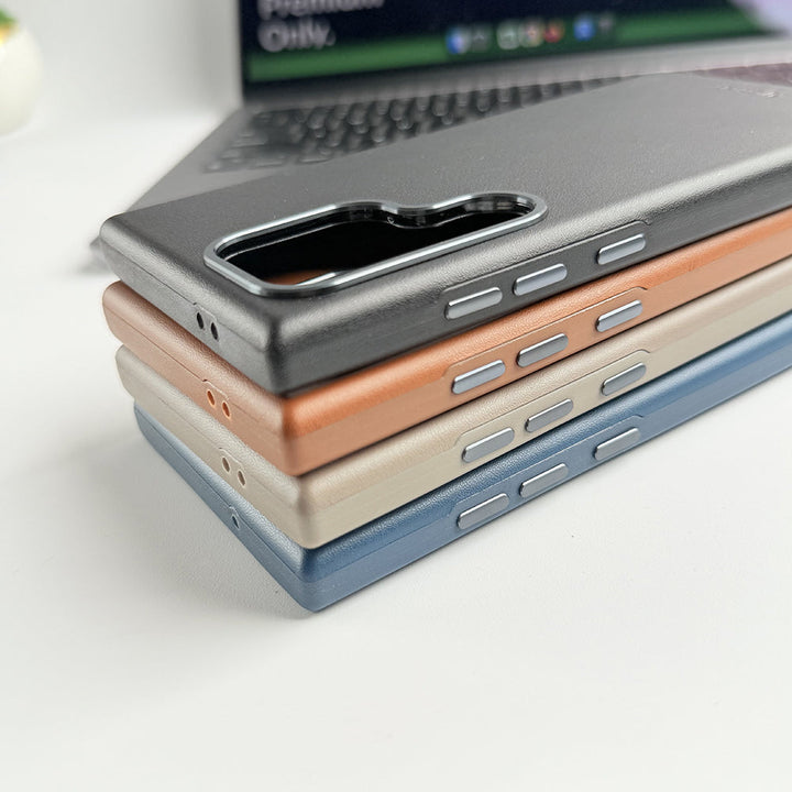 Samsung Galaxy S25 Ultra Leather Case With Alloy Camera Bumper
