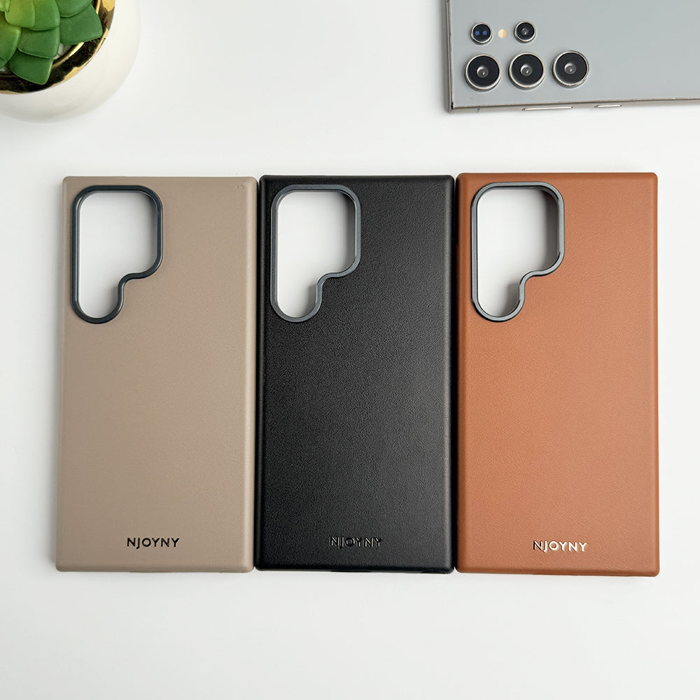 Samsung Galaxy S25 Ultra Leather Case With Alloy Camera Bumper