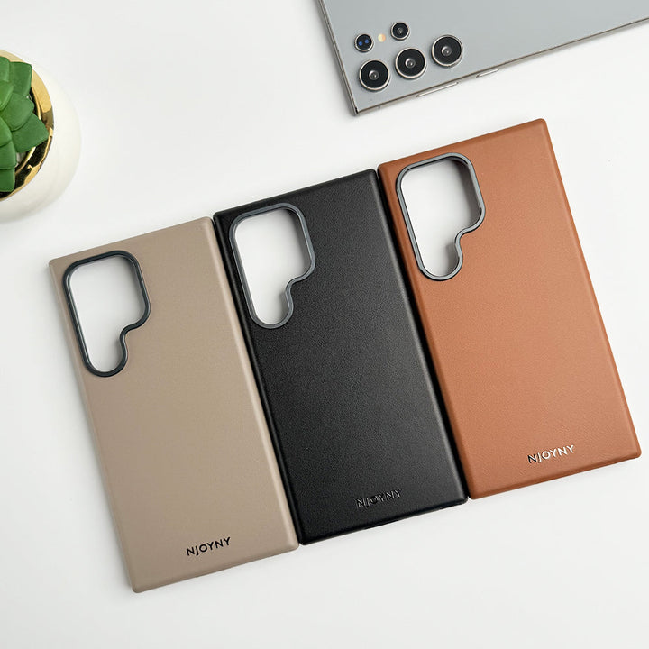 Samsung Galaxy S25 Ultra Leather Case With Alloy Camera Bumper