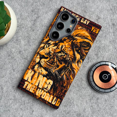 Samsung Galaxy S23 Ultra Carbon Fiber Texture Tiger Lion Design Hard Pc MagSafe Case Cover