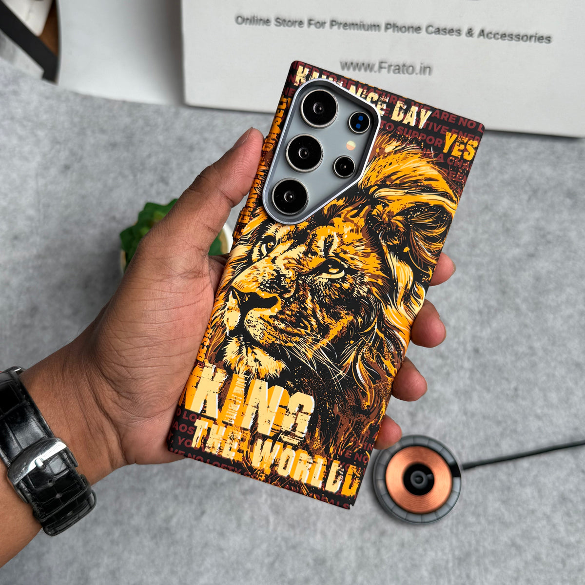 Samsung Galaxy S23 Ultra Carbon Fiber Texture Tiger Lion Design Hard Pc MagSafe Case Cover
