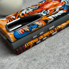 Samsung Galaxy S23 Ultra Carbon Fiber Texture Tiger Lion Design Hard Pc MagSafe Case Cover