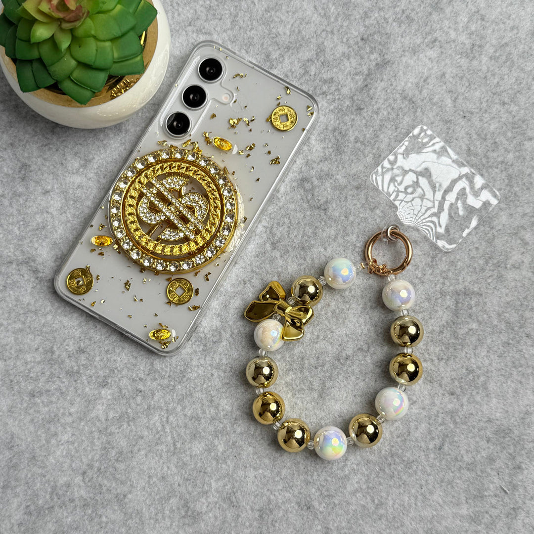 Samsung Galaxy S23 FE Rotation Dollar Bracelet Wristband Chain Phone Case Cover