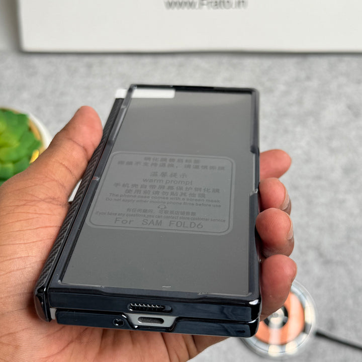 Samsung Galaxy Z Fold 5 Carbon Fiber Hinge Protection Case With Front Glass Protection