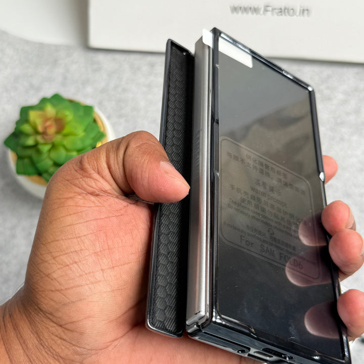 Samsung Galaxy Z Fold 5 Carbon Fiber Hinge Protection Case With Front Glass Protection