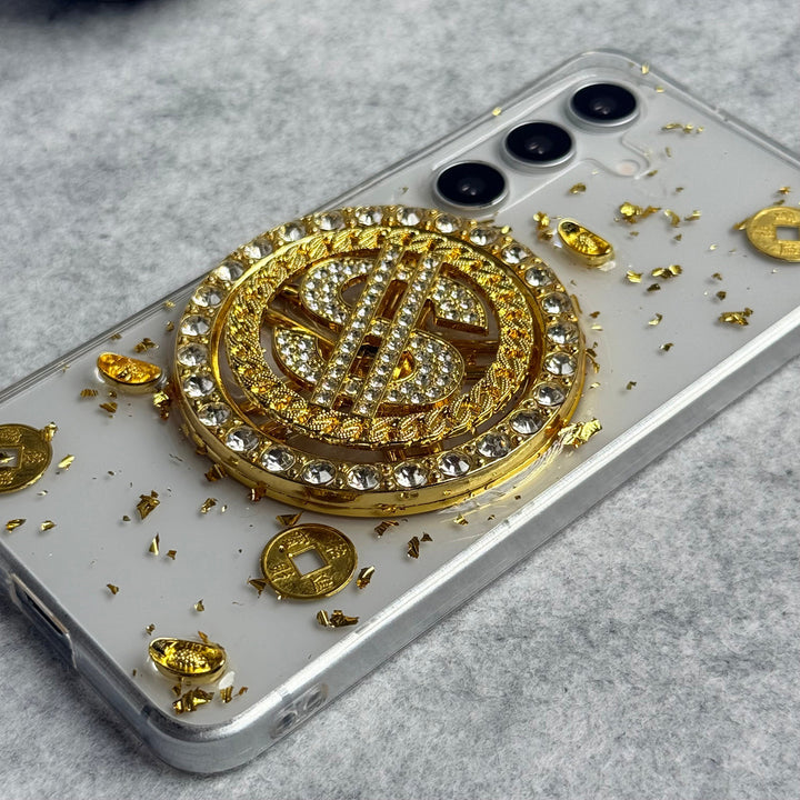 Samsung Galaxy S24 FE Rotation Dollar Bracelet Wristband Chain Phone Case Cover