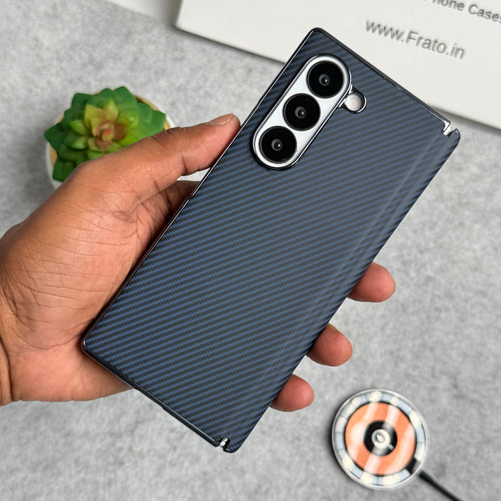 Samsung Galaxy Z Fold 5 Carbon Fiber Hinge Protection Case With Front Glass Protection