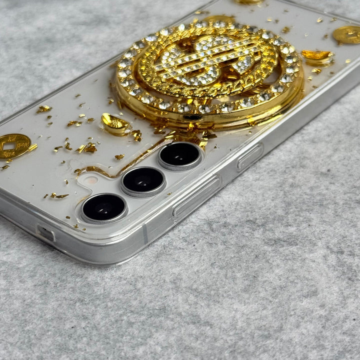 Samsung Galaxy S24 Rotation Dollar Bracelet Wristband Chain Phone Case Cover