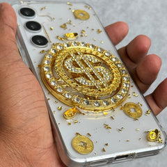 Samsung Galaxy S23 FE Rotation Dollar Bracelet Wristband Chain Phone Case Cover