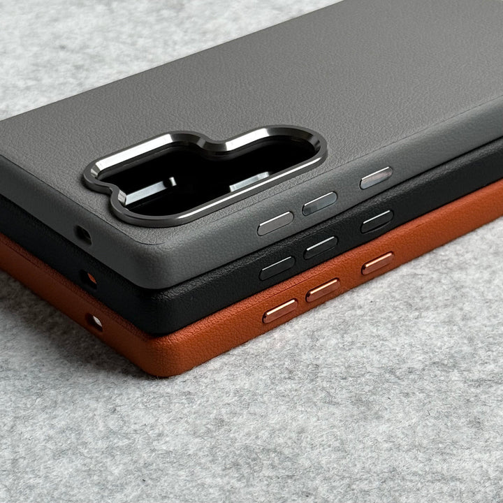 Samsung Galaxy S25 Ultra Leather Texture Design MagSafe PVC Case With Metal Camera Bump