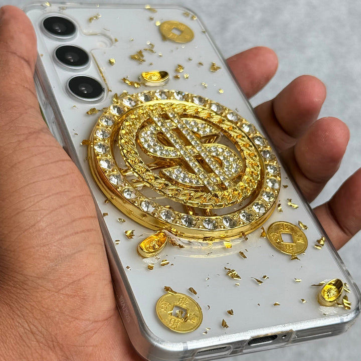 Samsung Galaxy S24 Rotation Dollar Bracelet Wristband Chain Phone Case Cover