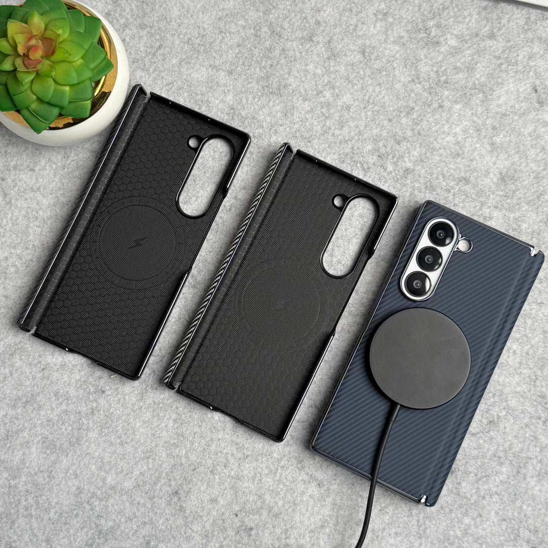 Samsung Galaxy Z Fold 5 Carbon Fiber Hinge Protection Case With Front Glass Protection