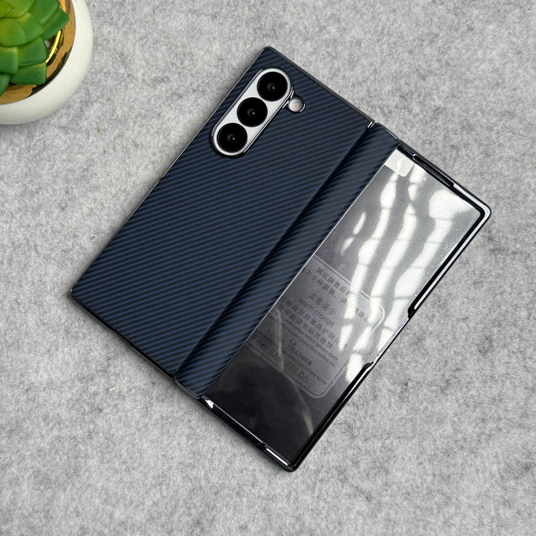Samsung Galaxy Z Fold 5 Carbon Fiber Hinge Protection Case With Front Glass Protection