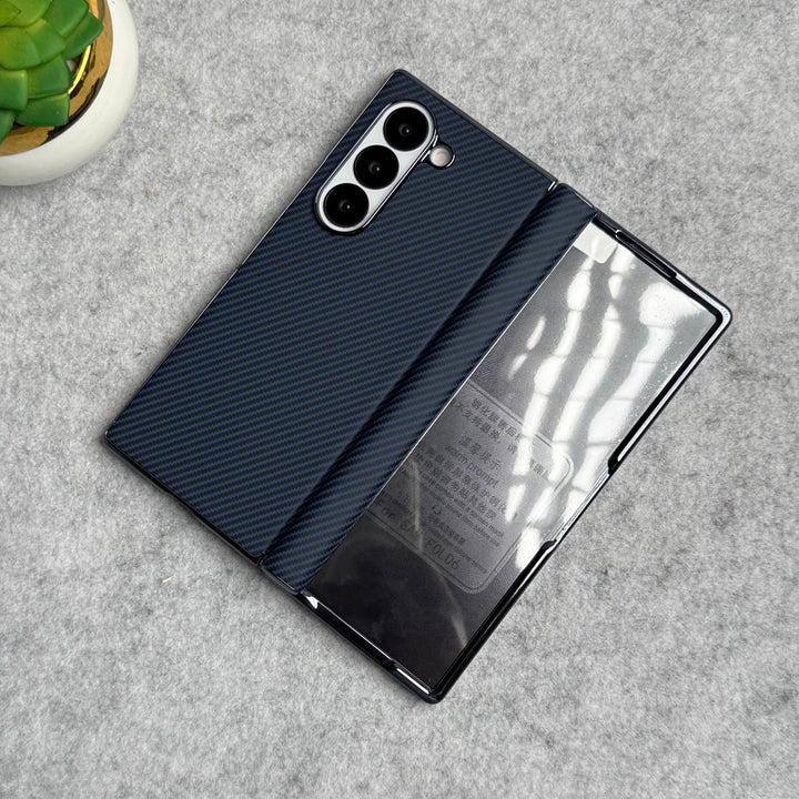 Samsung Galaxy Z Fold 5 Carbon Fiber Hinge Protection Case With Front Glass Protection