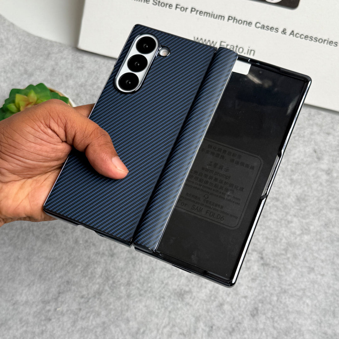 Samsung Galaxy Z Fold 5 Carbon Fiber Hinge Protection Case With Front Glass Protection