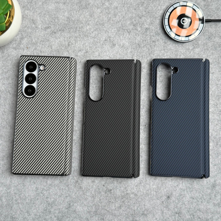 Samsung Galaxy Z Fold 5 Carbon Fiber Hinge Protection Case With Front Glass Protection