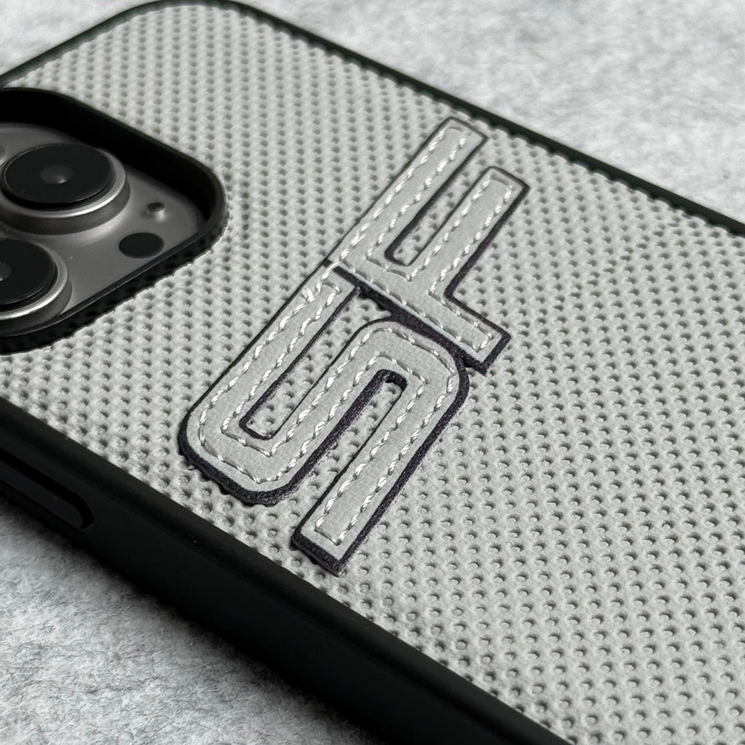 iPhone 15 Pro Max SF Sports Car Logo PU Leather Case Cover (Grey)