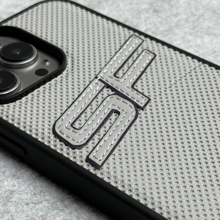 iPhone 15 Pro Max SF Sports Car Logo PU Leather Case Cover (Grey)