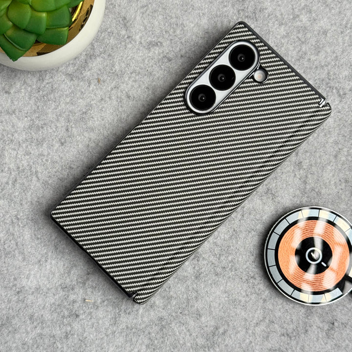 Samsung Galaxy Z Fold 5 Carbon Fiber Hinge Protection Case With Front Glass Protection
