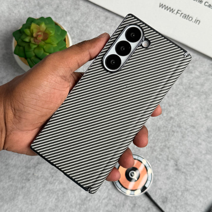 Samsung Galaxy Z Fold 5 Carbon Fiber Hinge Protection Case With Front Glass Protection