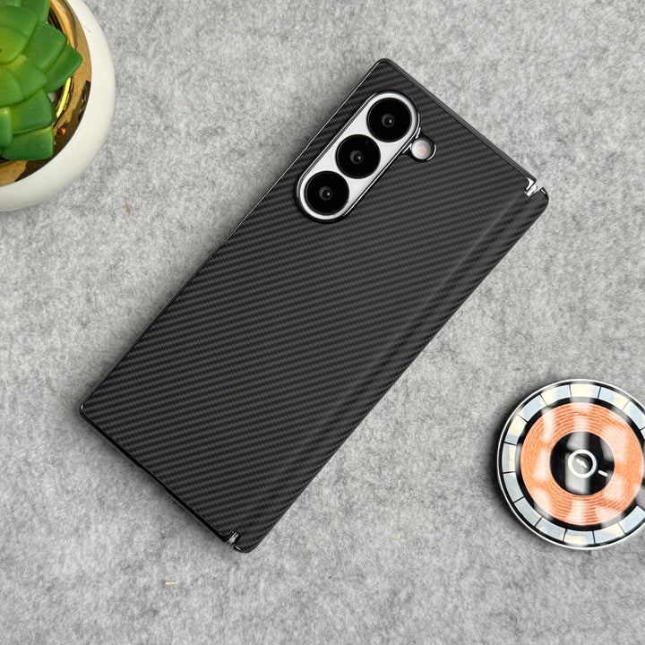 Samsung Galaxy Z Fold 5 Carbon Fiber Hinge Protection Case With Front Glass Protection