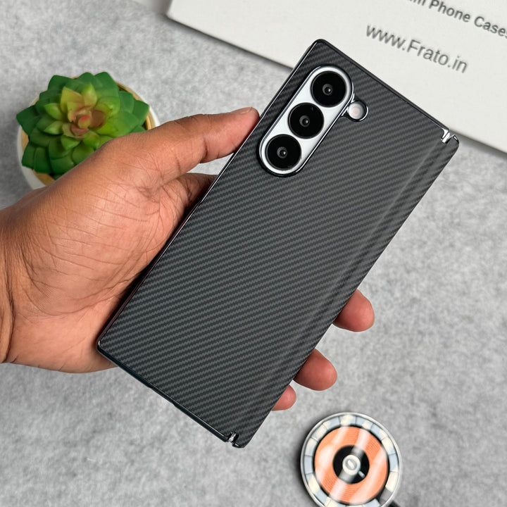 Samsung Galaxy Z Fold 5 Carbon Fiber Hinge Protection Case With Front Glass Protection