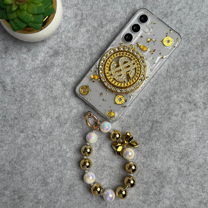 Samsung Galaxy S24 Rotation Dollar Bracelet Wristband Chain Phone Case Cover