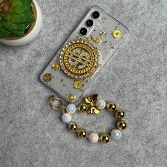 Samsung Galaxy S24 Rotation Dollar Bracelet Wristband Chain Phone Case Cover