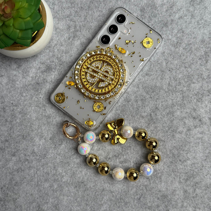 Samsung Galaxy S24 Rotation Dollar Bracelet Wristband Chain Phone Case Cover
