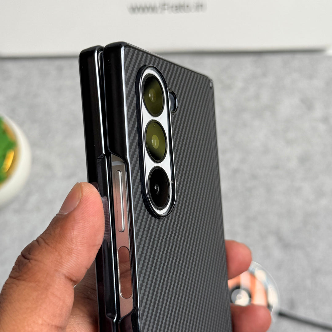 Samsung Galaxy Z Fold 5 Carbon Fiber Hinge Protection Case With Front Glass Protection