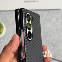 Samsung Galaxy Z Fold 5 Carbon Fiber Hinge Protection Case With Front Glass Protection