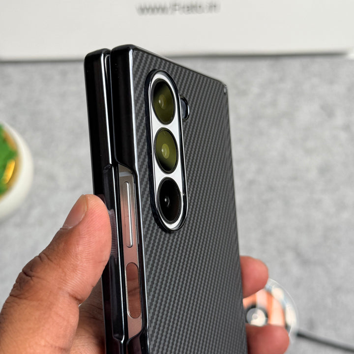Samsung Galaxy Z Fold 5 Carbon Fiber Hinge Protection Case With Front Glass Protection
