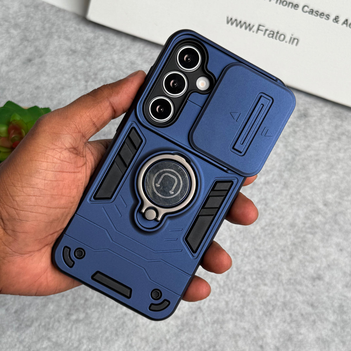 Samsung Galaxy S23 Armor Camera Slide Protection Ring Stand Shockproof Phone Cover