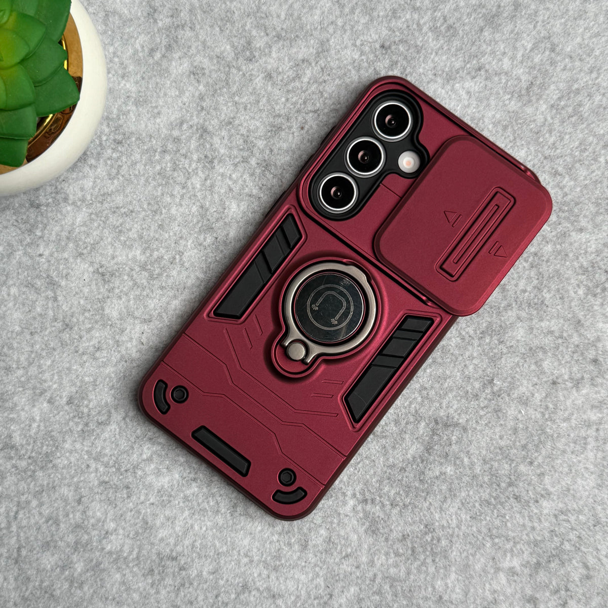 Samsung Galaxy S23 Armor Camera Slide Protection Ring Stand Shockproof Phone Cover