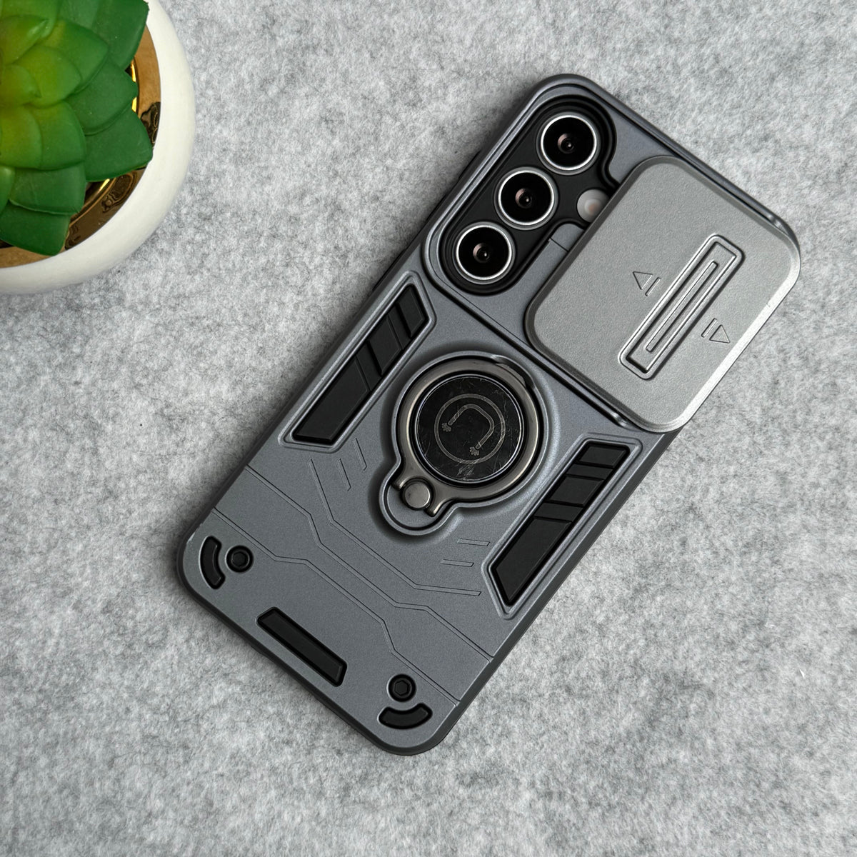 Samsung Galaxy S23 Armor Camera Slide Protection Ring Stand Shockproof Phone Cover