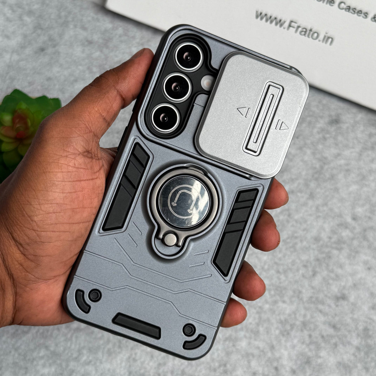 Samsung Galaxy S23 Armor Camera Slide Protection Ring Stand Shockproof Phone Cover
