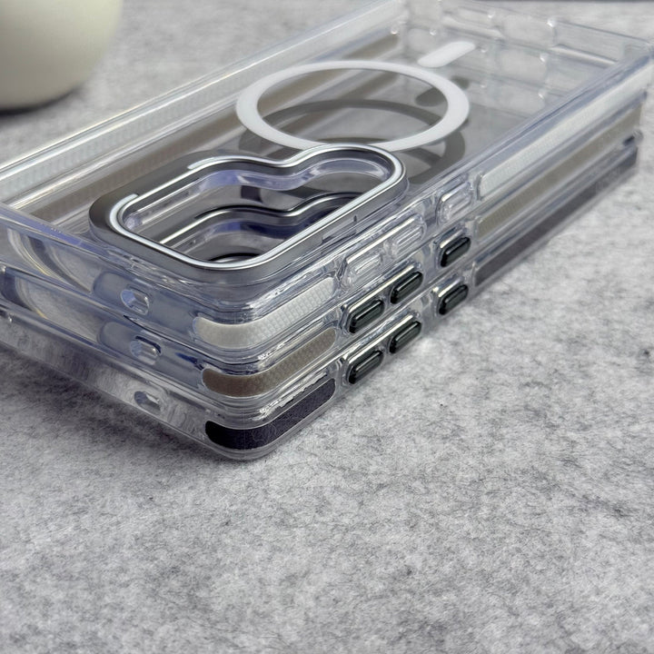 Samsung Galaxy S24 Ultra Transparent MagSafe Cover With Metal Camera Bump Kick Stand