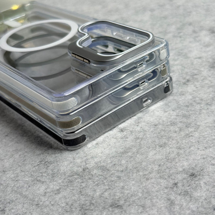 Samsung Galaxy S25 Ultra Transparent MagSafe Cover With Metal Camera Bump Kick Stand
