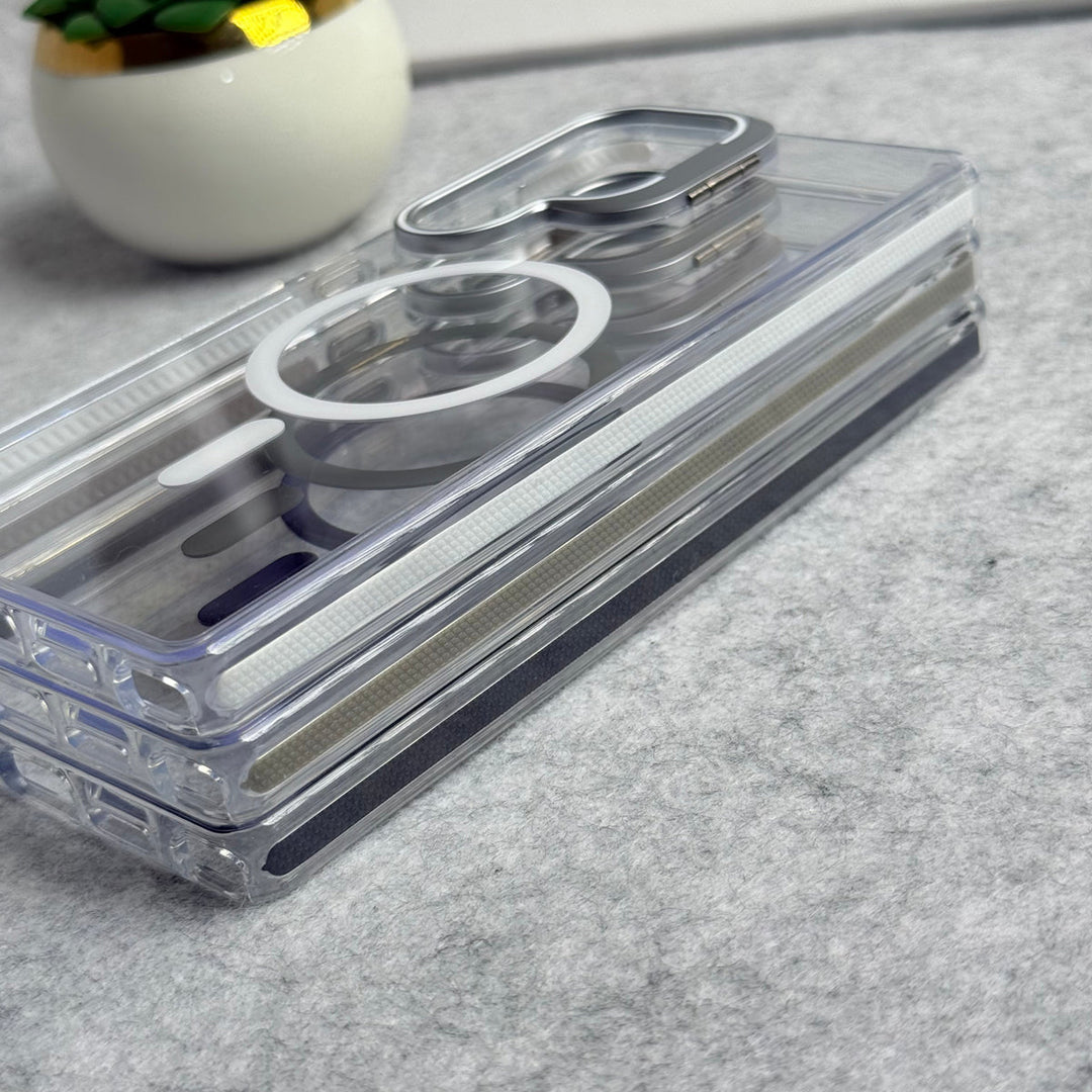 Samsung Galaxy S25 Ultra Transparent MagSafe Cover With Metal Camera Bump Kick Stand