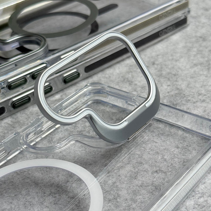 Samsung Galaxy S24 Ultra Transparent MagSafe Cover With Metal Camera Bump Kick Stand