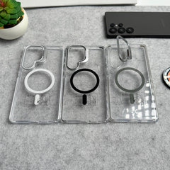 Samsung Galaxy S25 Ultra Transparent MagSafe Cover With Metal Camera Bump Kick Stand