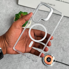 Samsung Galaxy S25 Ultra Transparent MagSafe Cover With Metal Camera Bump Kick Stand