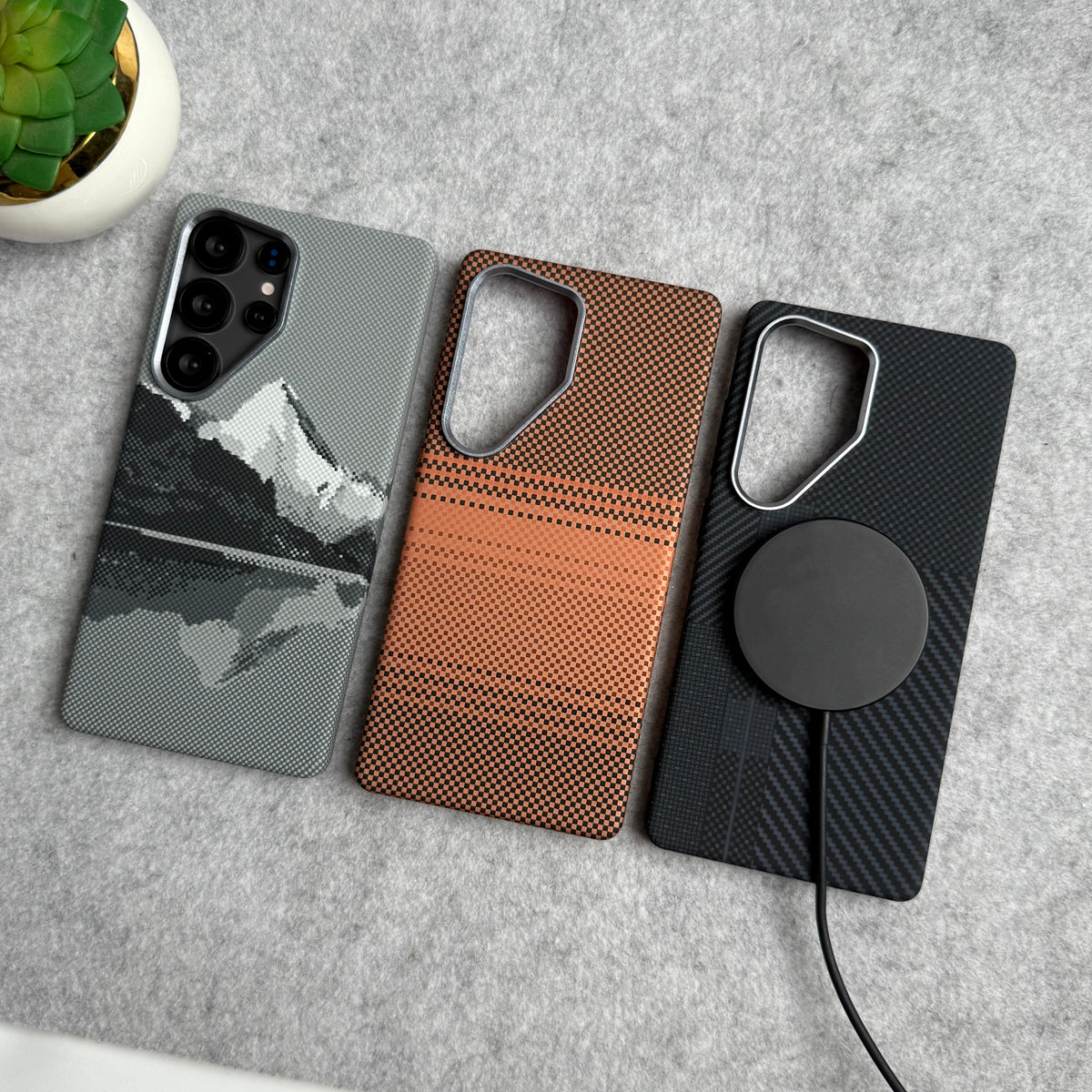 Samsung Galaxy Ultra Series Carbon Fiber Texture Aramid Design Hard Pc MagSafe Case Cover