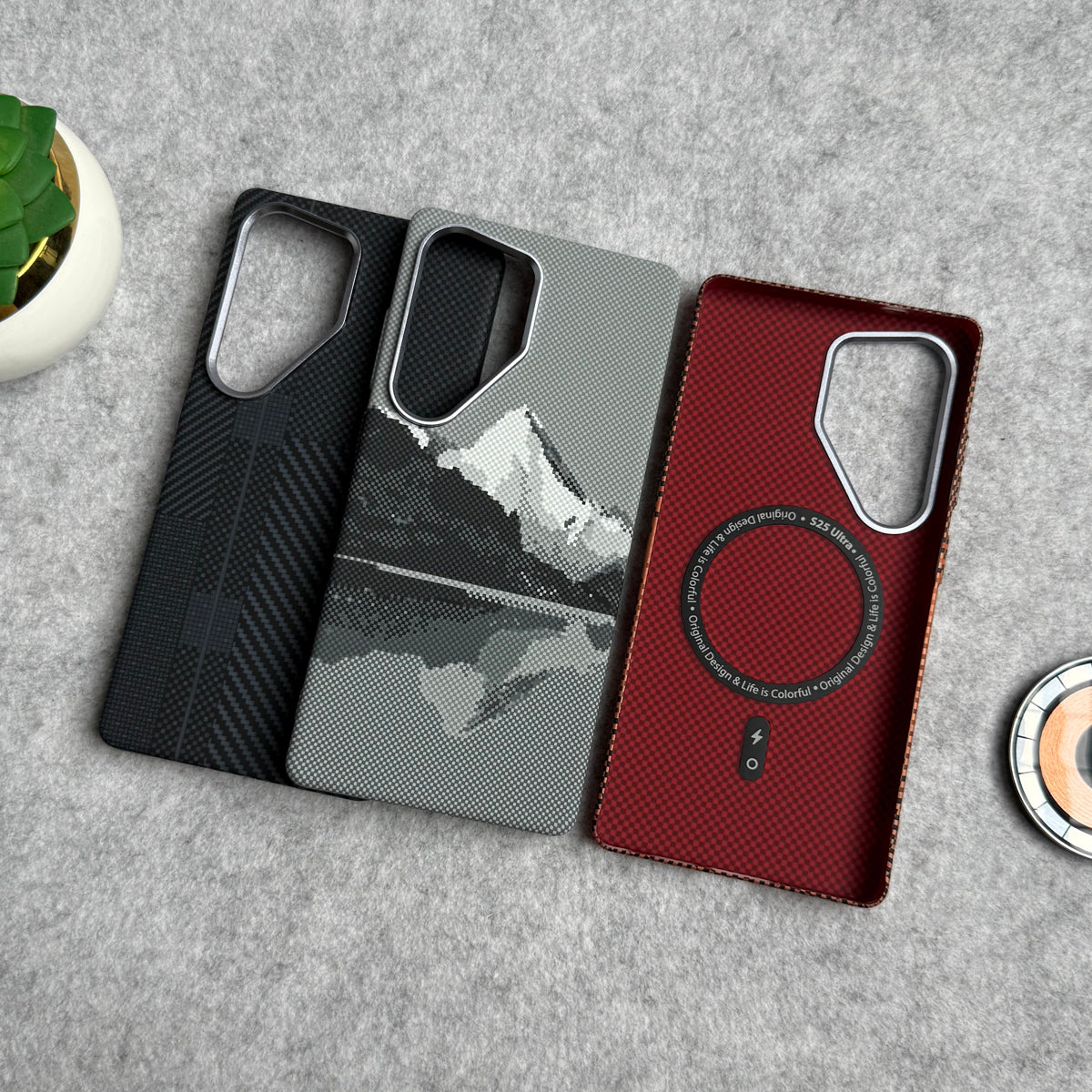Samsung Galaxy Ultra Series Carbon Fiber Texture Aramid Design Hard Pc MagSafe Case Cover