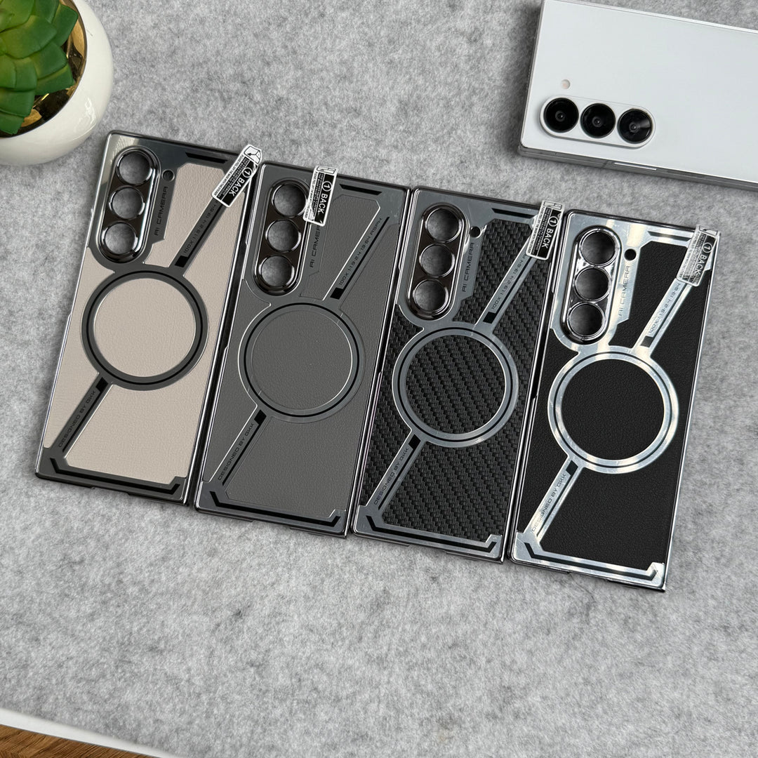 Samsung Galaxy Z Fold 6 Z Shaped Electroplated Magnetic PU Leather Case