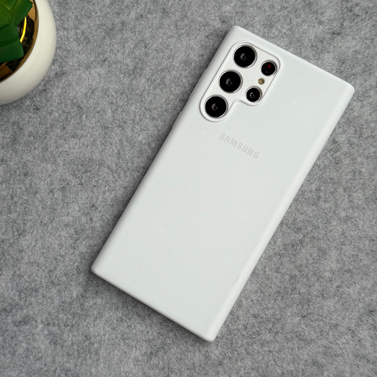 Samsung S22 Ultra Camera Protection Liquid Silicone Case Cover (White)