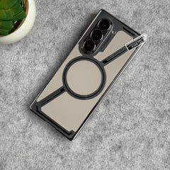 Samsung Galaxy Z Fold 6 Z Shaped Electroplated Magnetic PU Leather Case