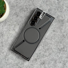 Samsung Galaxy Z Fold 6 Z Shaped Electroplated Magnetic PU Leather Case