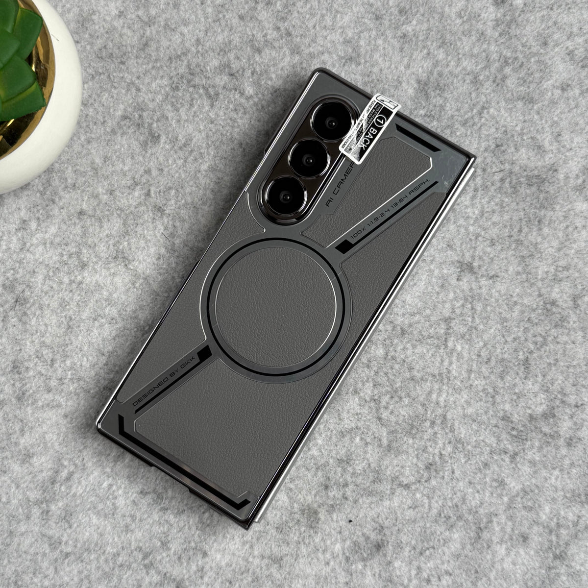 Samsung Galaxy Z Fold 6 Z Shaped Electroplated Magnetic PU Leather Case
